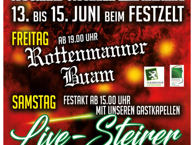  13.-15. Juni: Jubiläumsfest zum 130-jährigen Bestehen der Musikkapelle Ardning 
