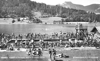 Alte Ansicht des Strandbads Putterersee um 1950 (Foto: Archiv Dornbusch)