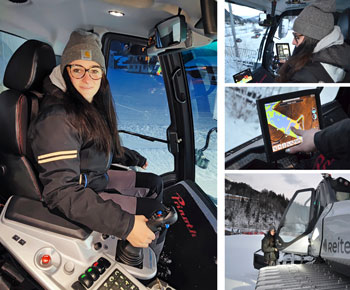 Lisa beherrscht die Kunst, den Schnee selbst auf  steilen Hängen von unten nach oben zu bewegen  und die Pisten perfekt auszugleichen. „Early-Bird-Skifahrer“  finden dank ihres  Einsatzes ein perfektes Finish  auf vielen Kilometern vor. (Fotos: Petra Schuster)
