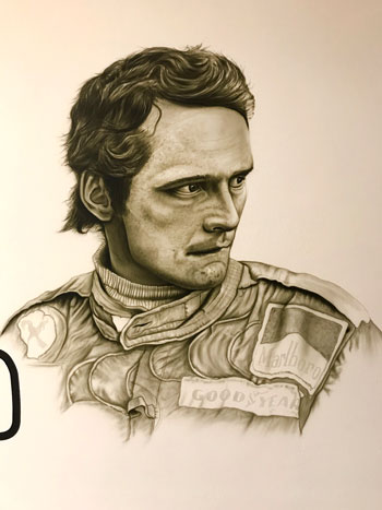 Airbrusharbeit-Niki Lauda jung, Ringrast Spielberg 2021 (Foto: Vetta)