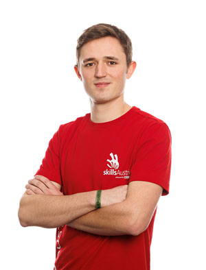 Florian Gruber aus Aigen/E., Staatsmeister im Fliesenlegen, hat bei der WM das Podium fest im Visier. (Foto: SkillsAustria/Florian Wieser)