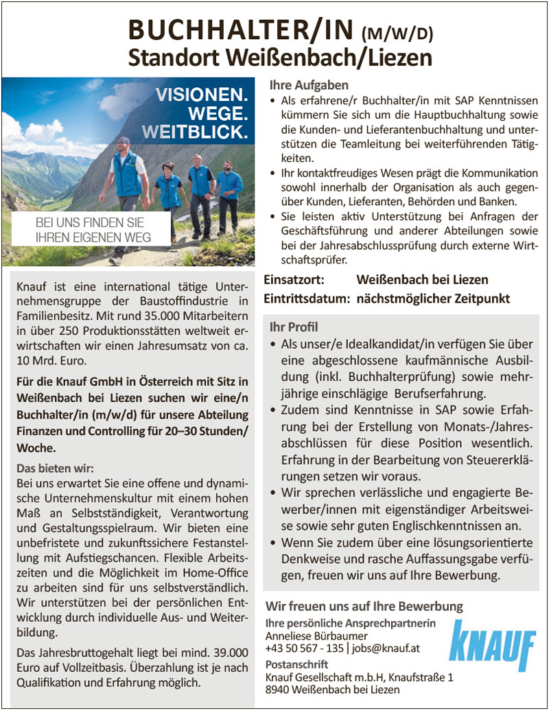 Knauf Stellenangebot Buchhaltung