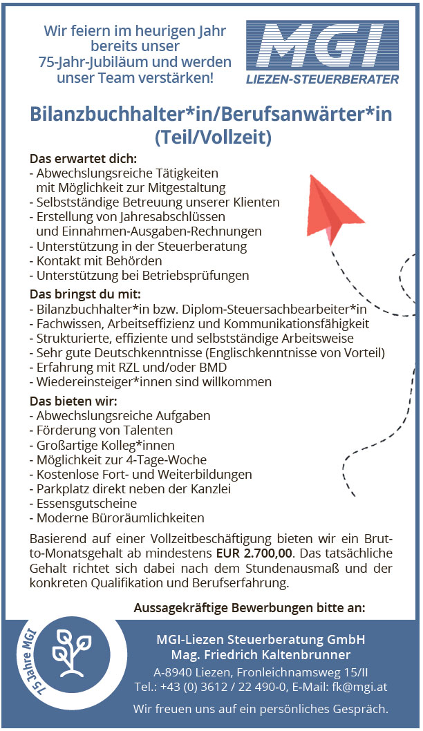 MGI sucht BilanzbuchhalterIn