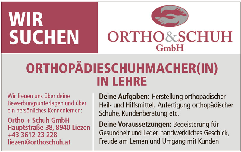 Ortho + Schuh bildet OrthopädieschuhmacherIn aus!