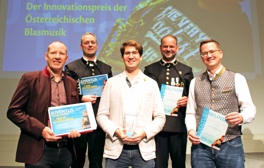 Innovative Blasmusik aus dem Ennstal (v. l.): Günther Hirschegger, David Luidold,  Martin Kohlweis, Michael Fröhlich und Anton Gröller.