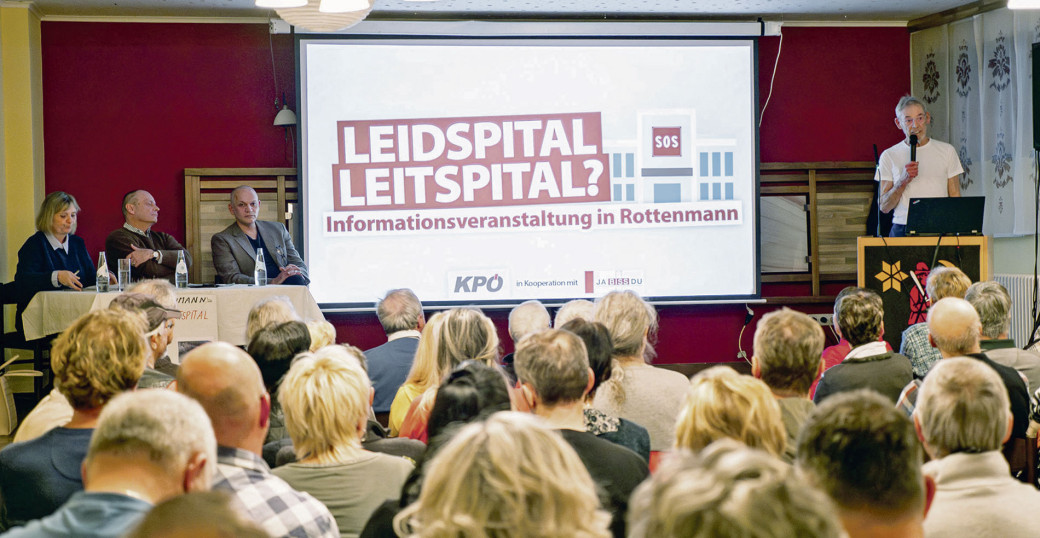KPÖ und BISS präsentierten bei einer Infoveranstaltung in Rottenmann kürzlich drei Problemfelder, die eine Genehmigung des Leitspitals ihrer Meinung nach praktisch unmöglich machen.