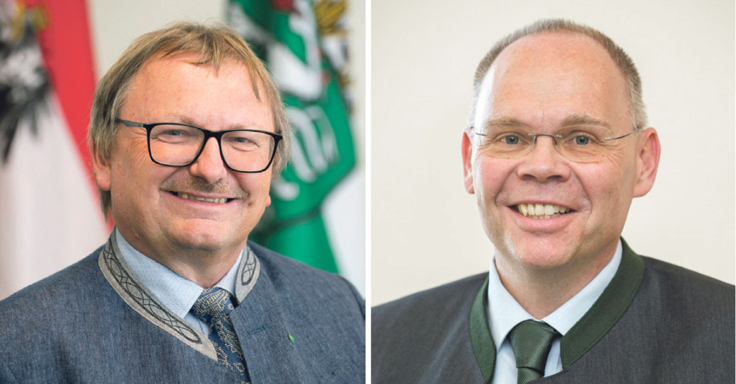 V. l.: Christian Sulzbacher ist noch bis Ende März im Amt, dann folgt ihm Nico Groger als Bezirkshauptmann nach.