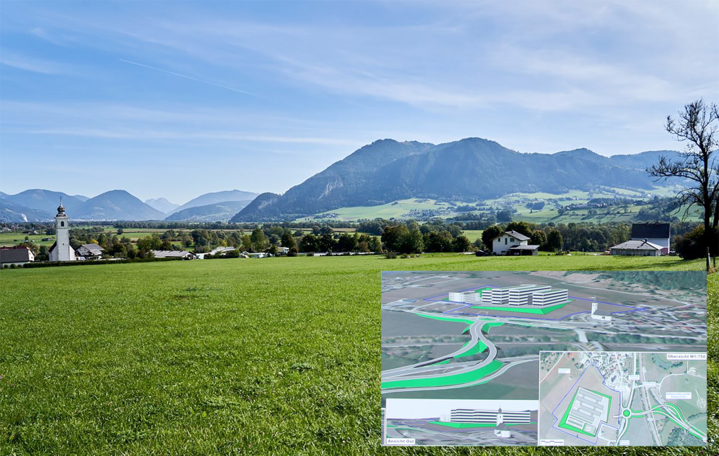 Das Grundstück für das Leitspital Region Liezen mit Blick nach Südosten.